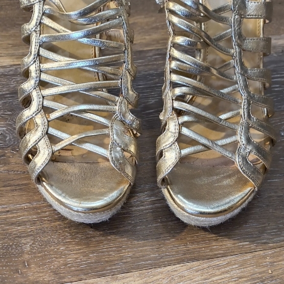 Limelight Metallic Gold Wedge Sandals - Picture 6 of 6